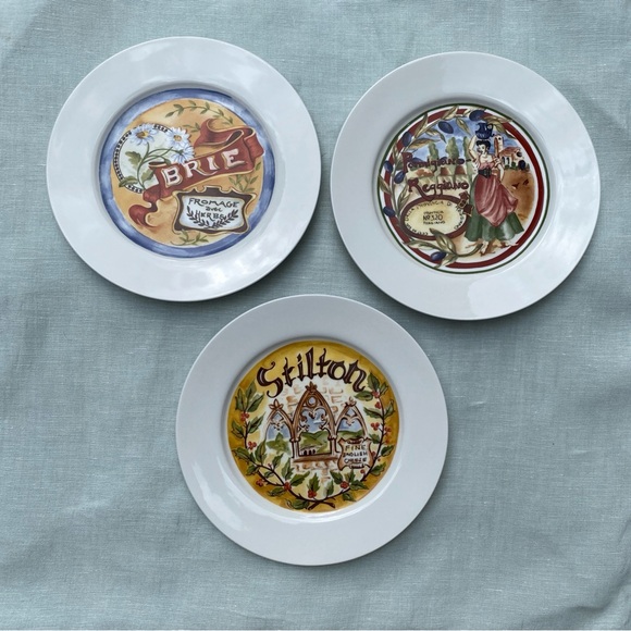 Set of 3 Restoration Hardware cheese 7.5" appetizer plates - Picture 1 of 7